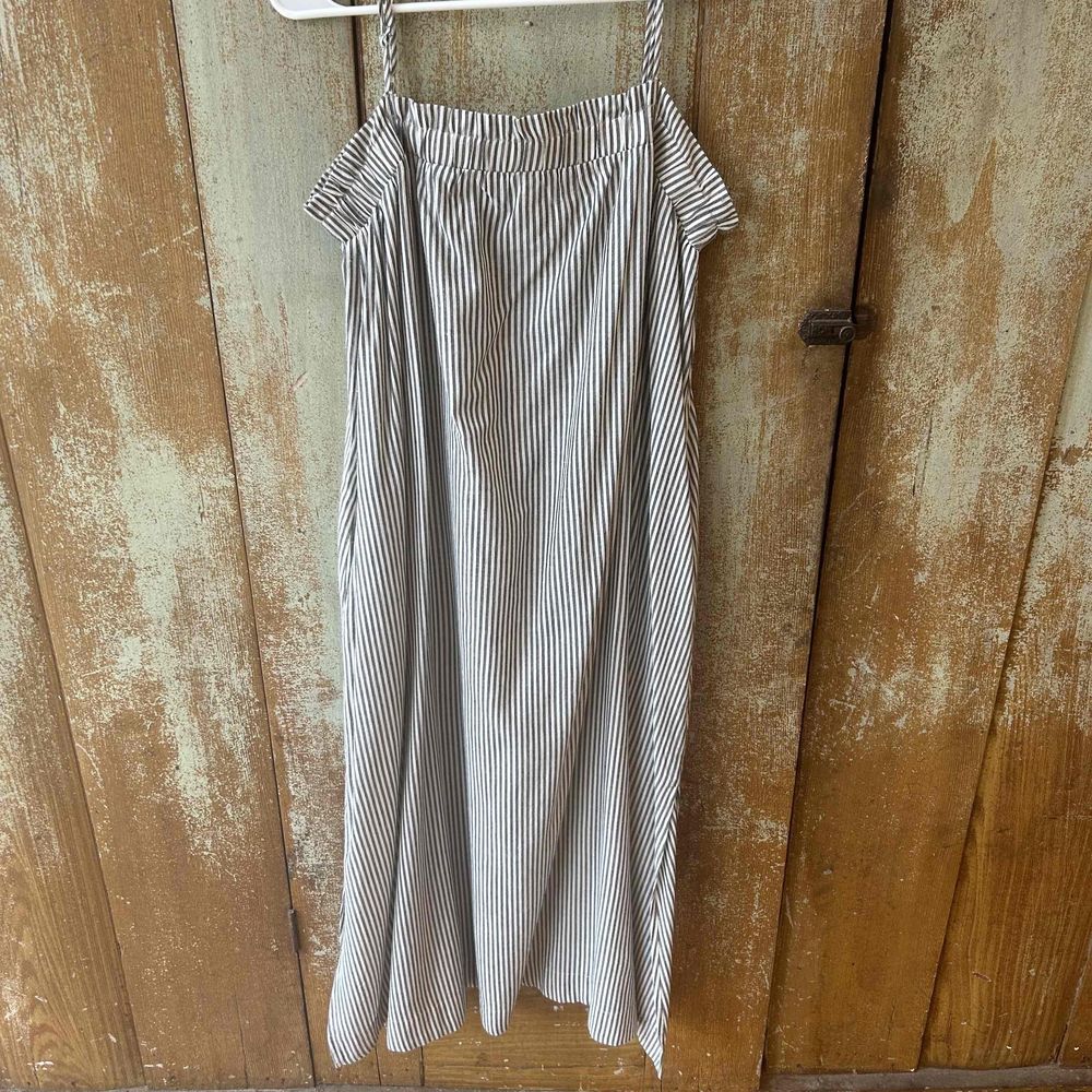 Grade & Gather Womens Gray White Pinstripe Maxi Dress Size Medium